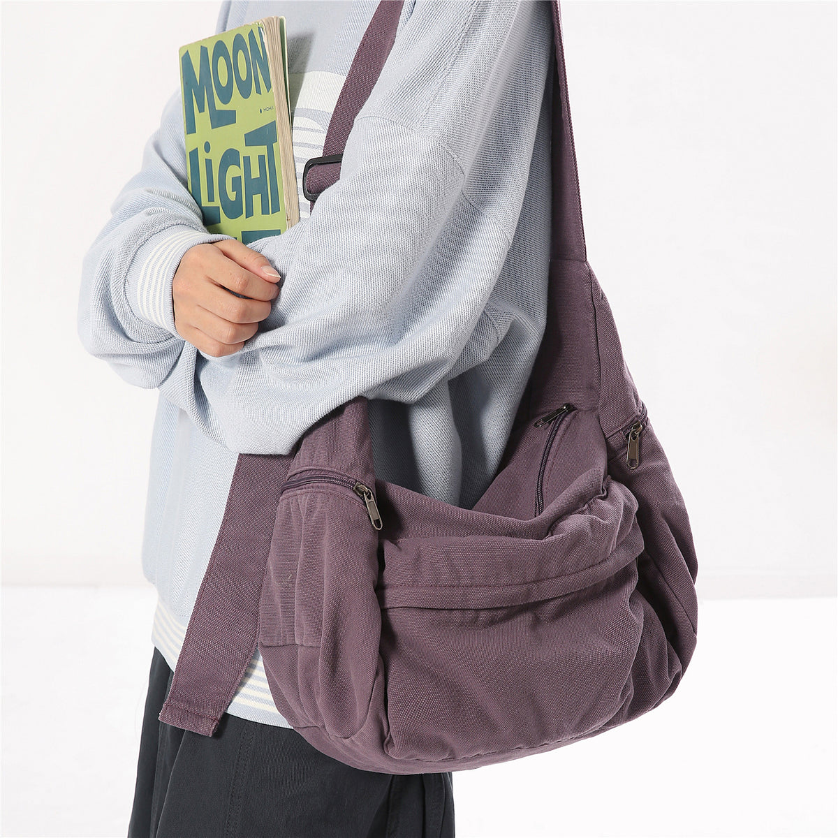 Simple Leisure Washed-out Canvas Practical Commuter Women's Messenger Bag
