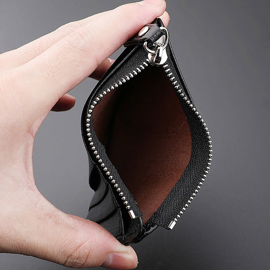 Charming Durable Fashion Leather Zipper Short Card Holder
