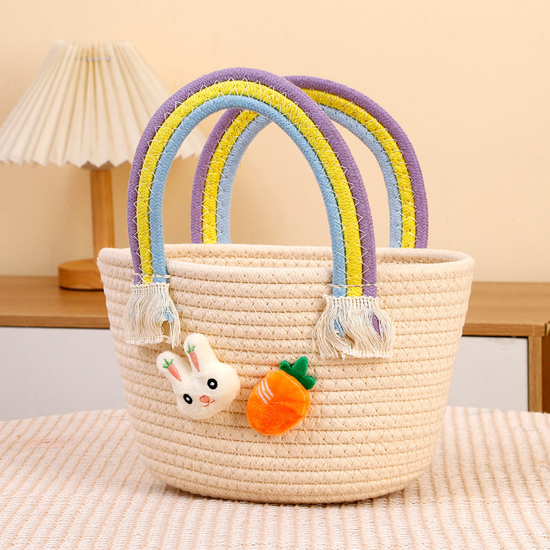 Rabbit Carrot Woven Hand-woven Basket Cartoon Cotton Thread String Bags