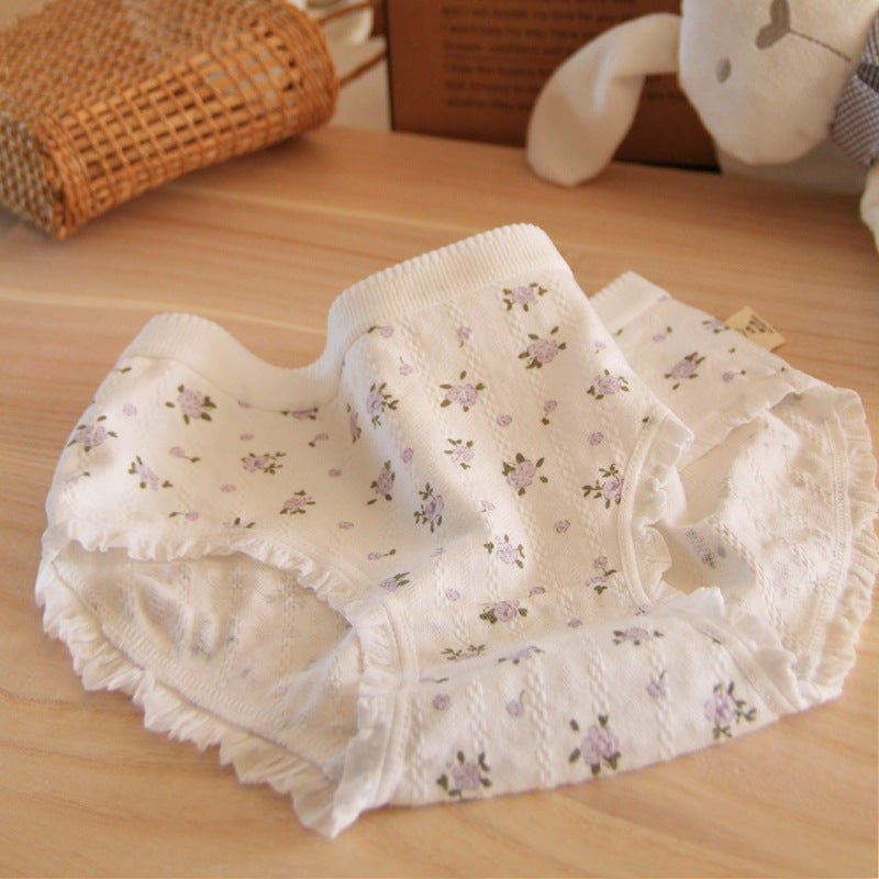 Cotton Antibacterial Crotch Female Comfortable Floral Panties