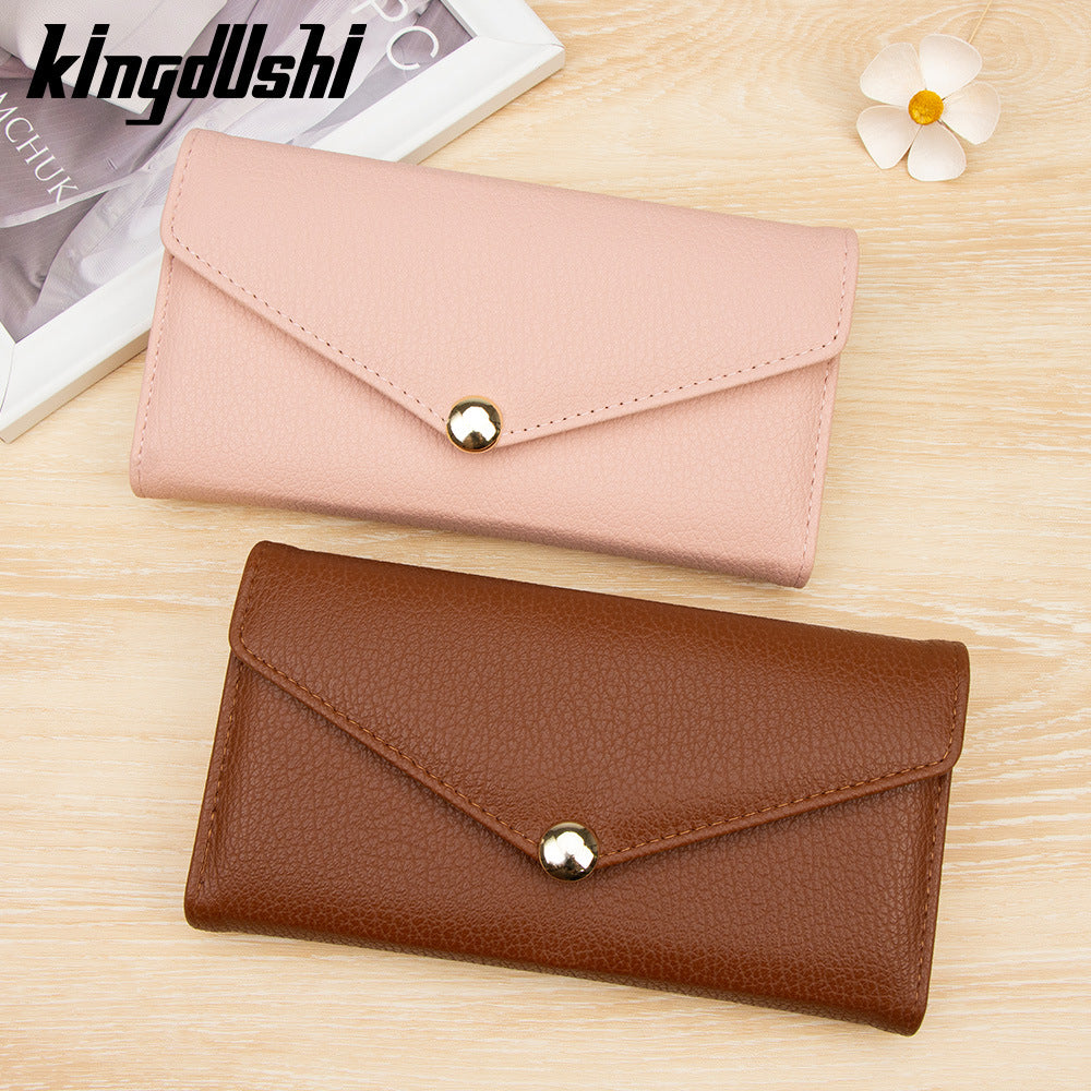 Women's Fashion Magnetic Snap Long Clutch Imitation Leather Multiple Slots Large Ladies Wallet