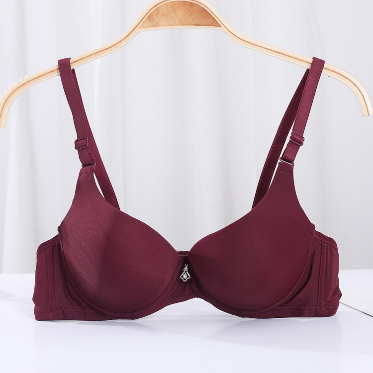 Women's Glossy Solid Color Adjustable Push Up Everyday Bras