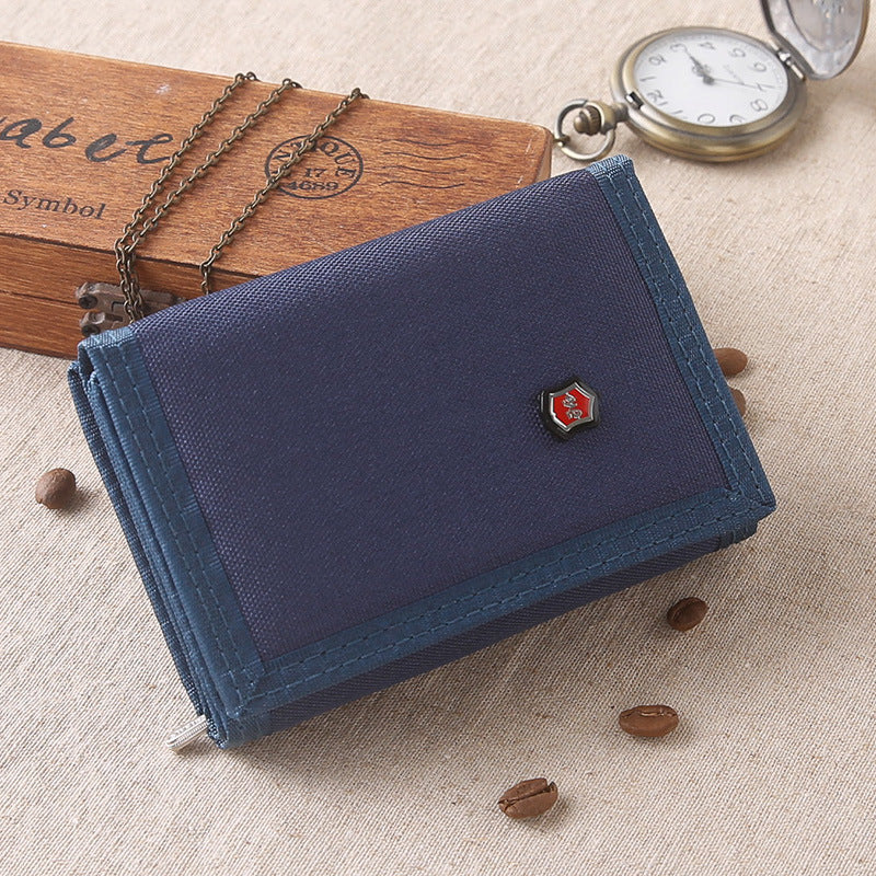 Men's Pure Color Korean Cloth Off Short Style Canvas Folding Purses