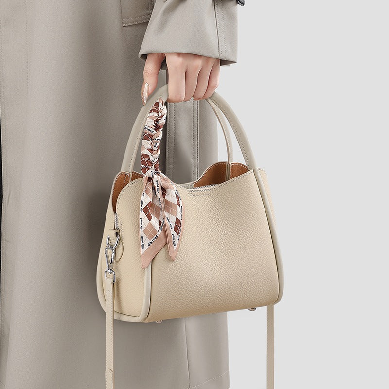 Women's Leather Large Capacity Portable Vegetable Basket Bags