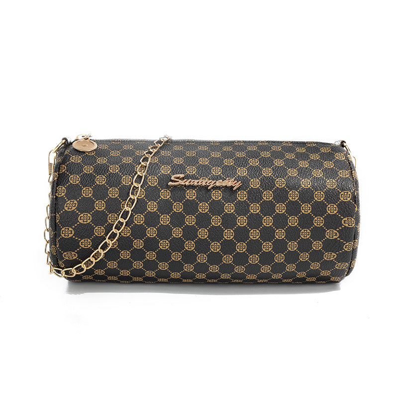 Simple Round Rhombic Pattern Cloth Chain Shoulder Bags