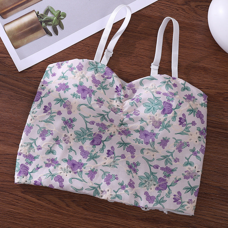 Summer Fresh Sweet Floral Small Sling Tanks Camis