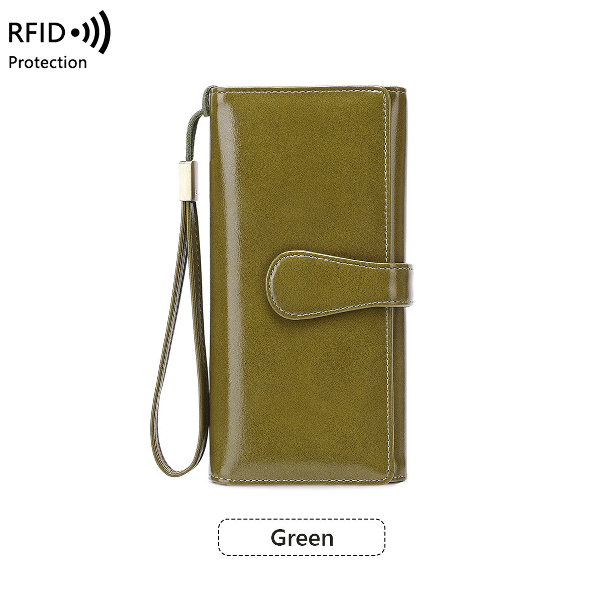 Women's Swiping Oil Wax Leather Long Vintage Ladies Wallet