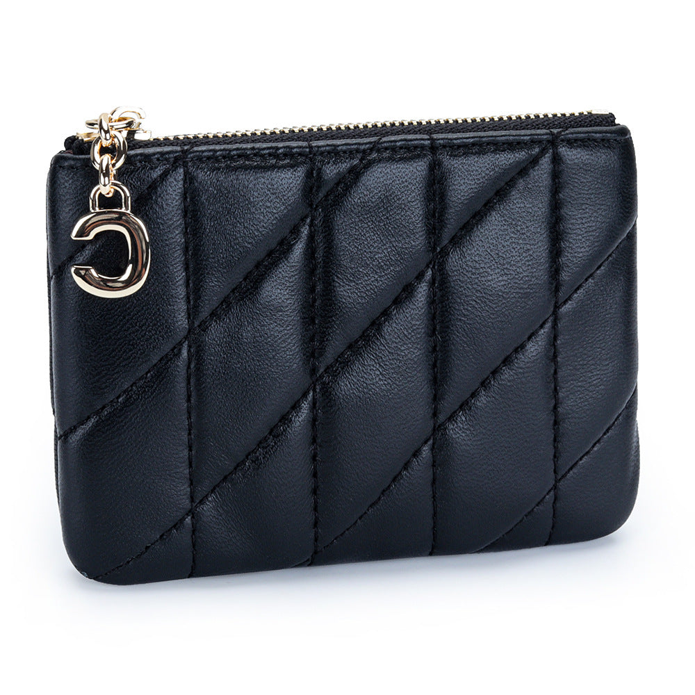 Women's Genuine Leather Chic Zip Storage Sheepskin Coin Purses