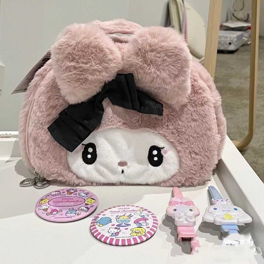 Cartoon Clow Melody Plush Doll Wash Cosmetic Bags