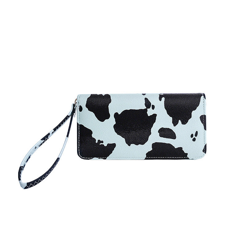 Women's Korean Style Contrast Color Cows Pattern Long Horizontal Ladies Wallet