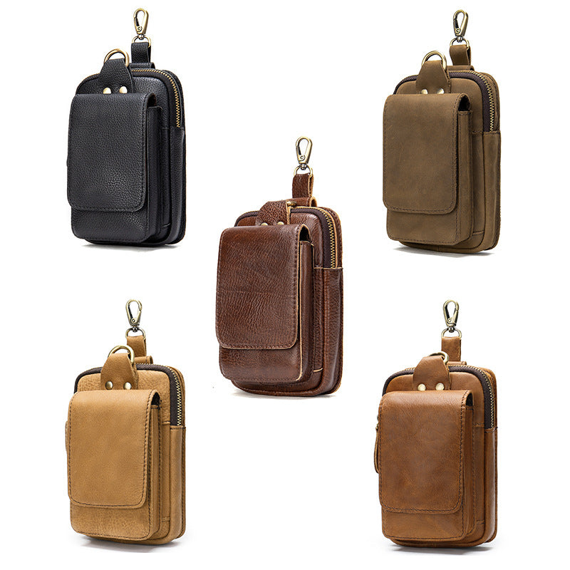 Men's Leather Construction Site Multifunctional Hanging Men's Waist Packs