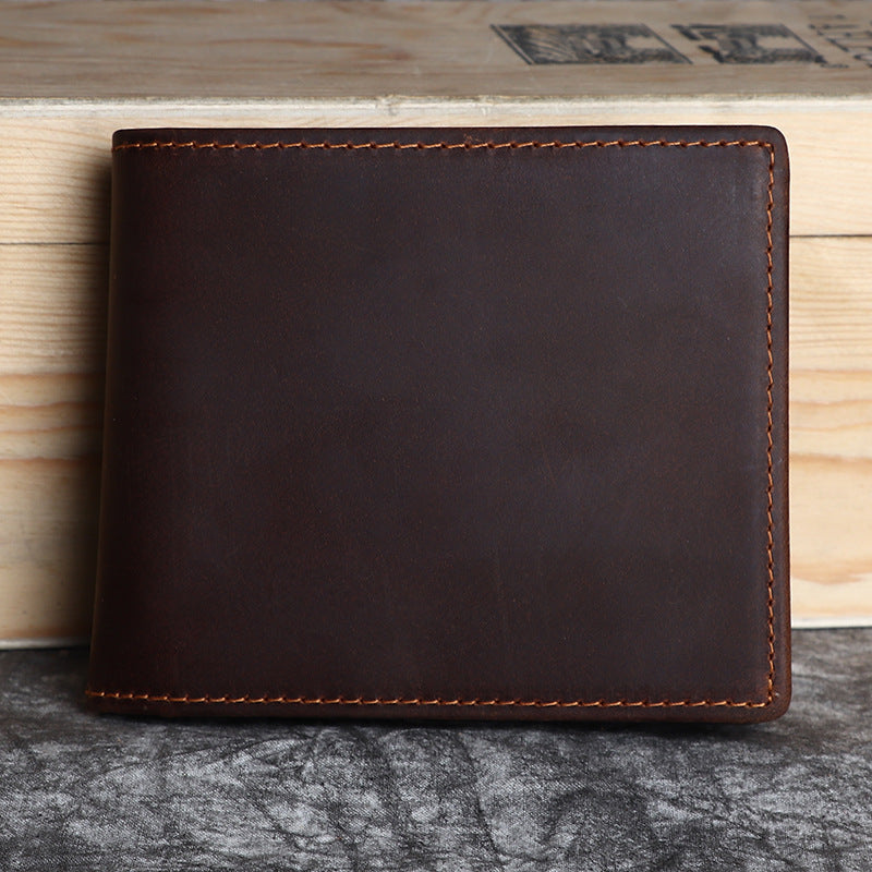 Men's Crazy Horse Leather Horizontal Genuine Cowhide Men's Wallet