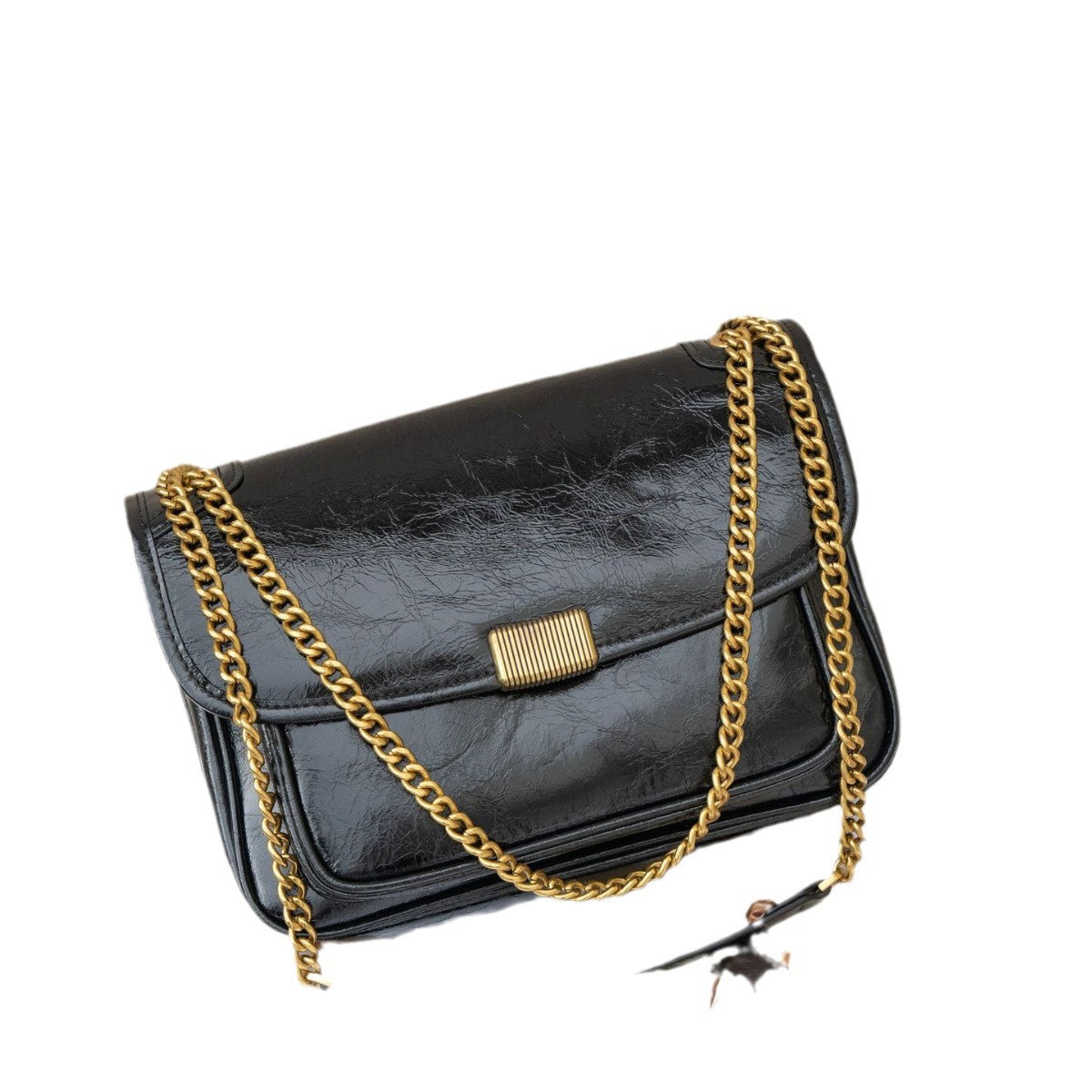 Women's Layer Oil Wax Leather Zip Soft Portable Bright Crack Bags
