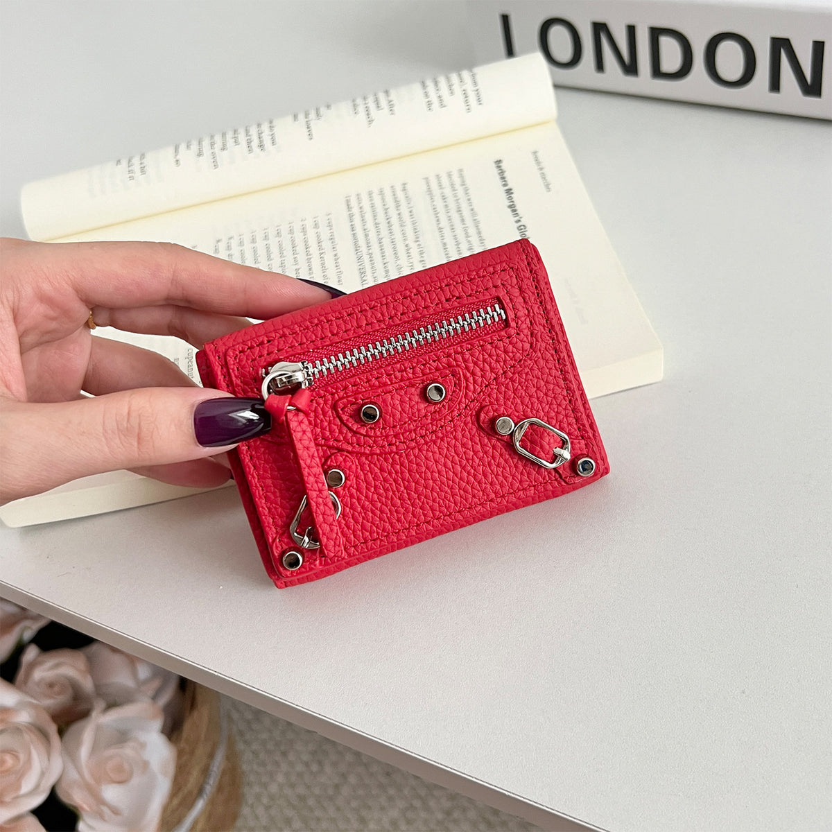 Women's Genuine Leather Short Full Compact Mini Fashion Motorcycle Ladies Wallet