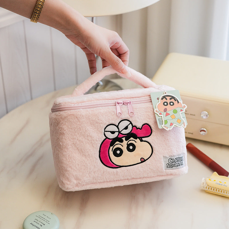 Crayon Plush Cute Cartoon Large Capacity Fur Cosmetic Bags