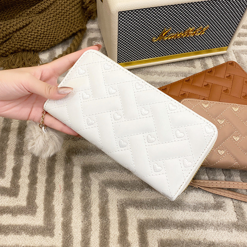 Women's Summer Indentation Mid-length Clutch Trendy Love Change Mobile Ladies Wallet