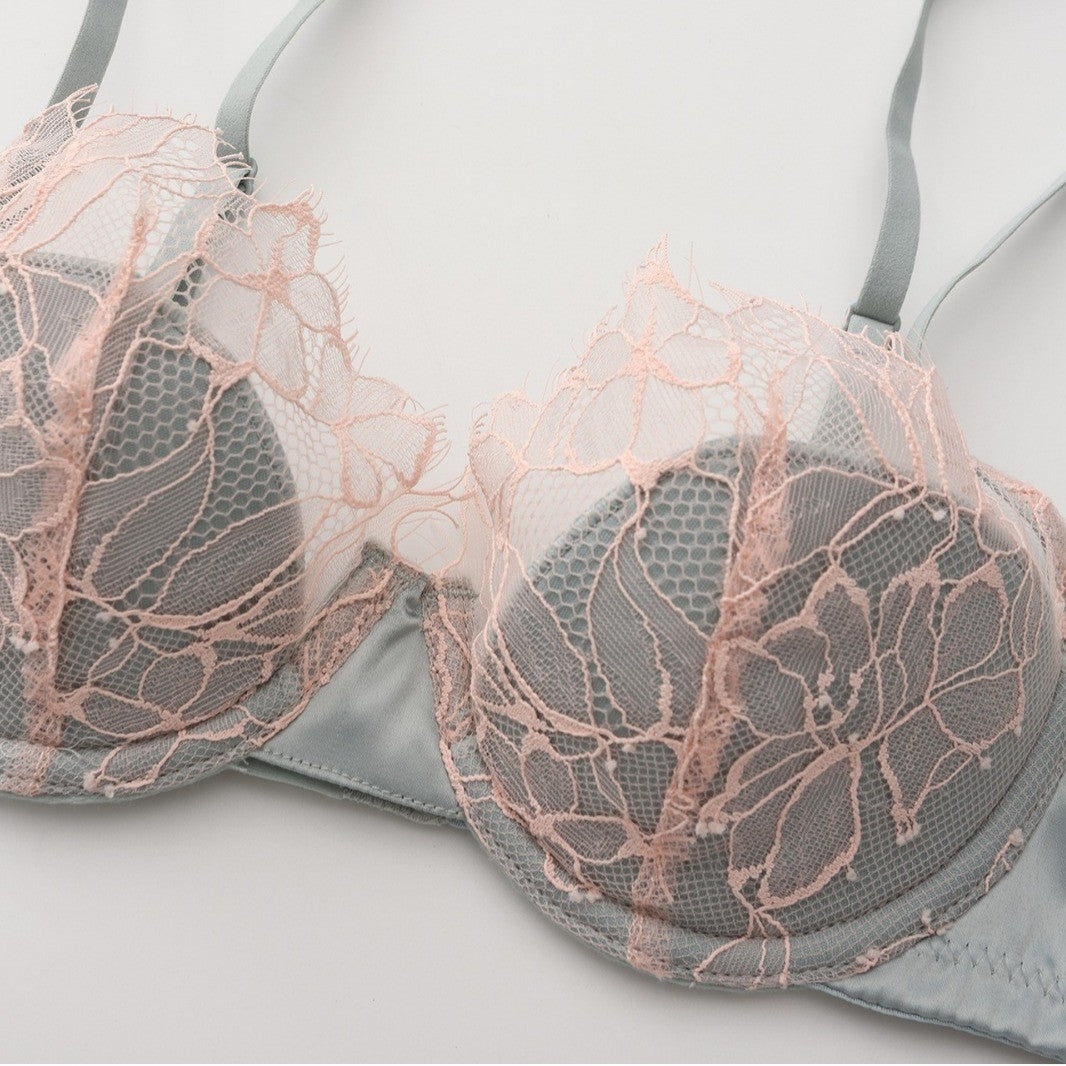 Ring Small Chest Push Up Sexy Thin Cotton Satin Bras