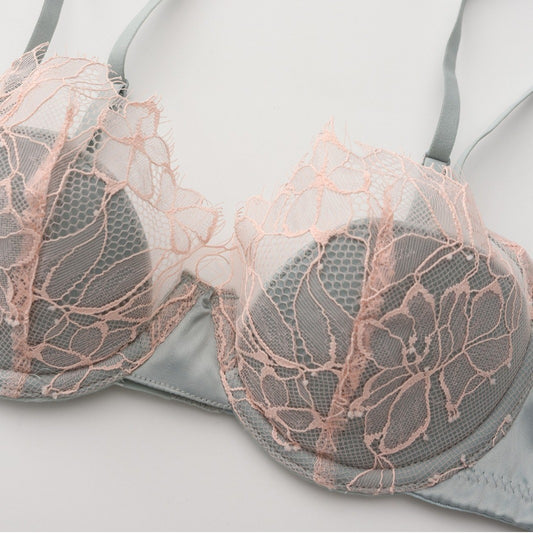 Ring Small Chest Push Up Sexy Thin Cotton Satin Bras