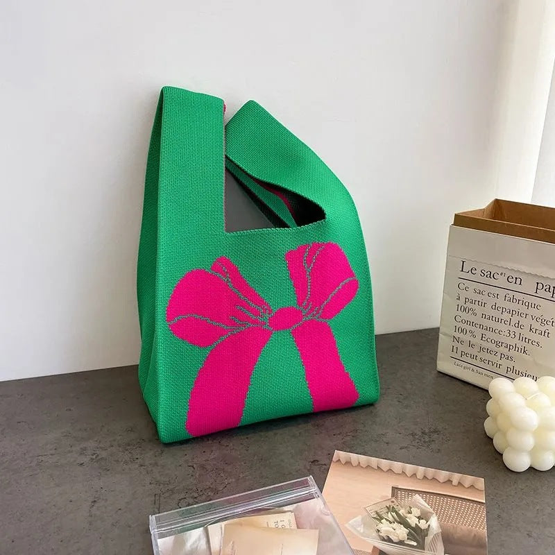 Slouchy Woolen Yarn Fashion Simple Bow Handbags