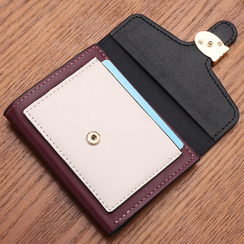 Women's Cute Fashion Short Contrast Color Folding Ladies Wallet