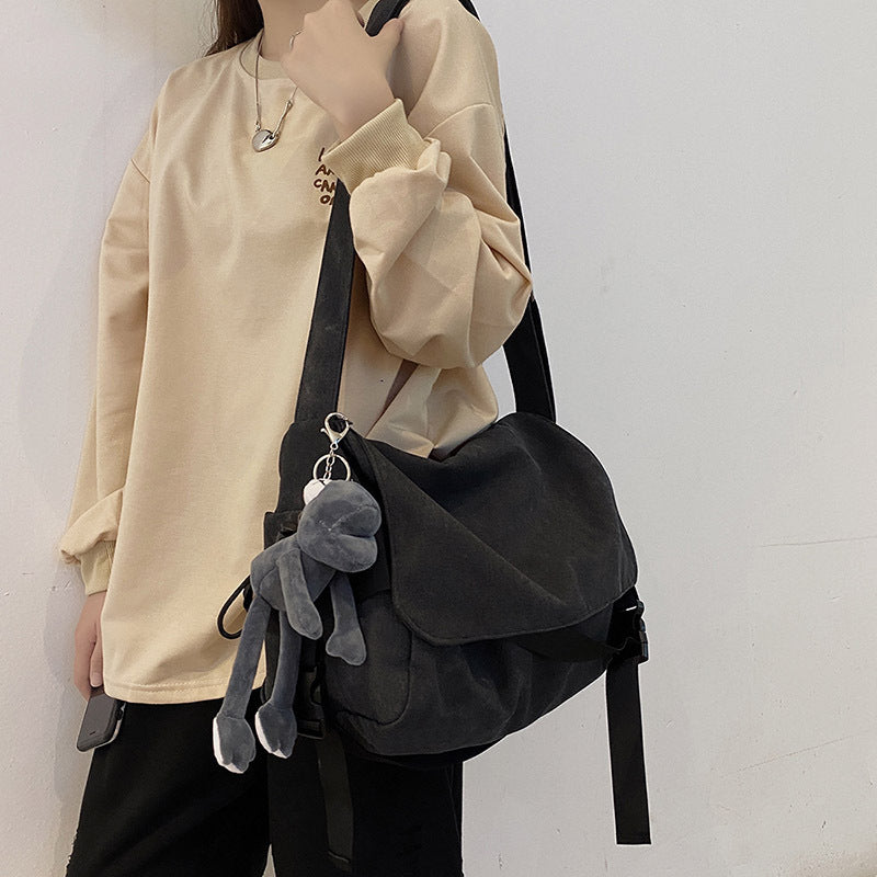 Men's Trendy College Canvas Versatile Retro Simple Women's Shoulder Bag