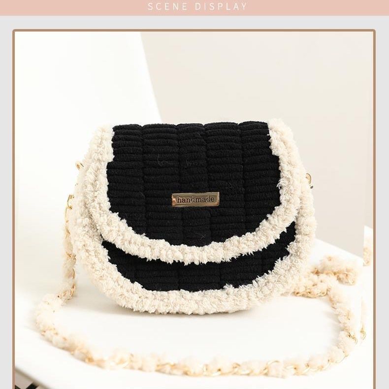 Women's Finished Hand-woven Material Kit Couple Girlfriends Gift Grid Women's Messenger Bag
