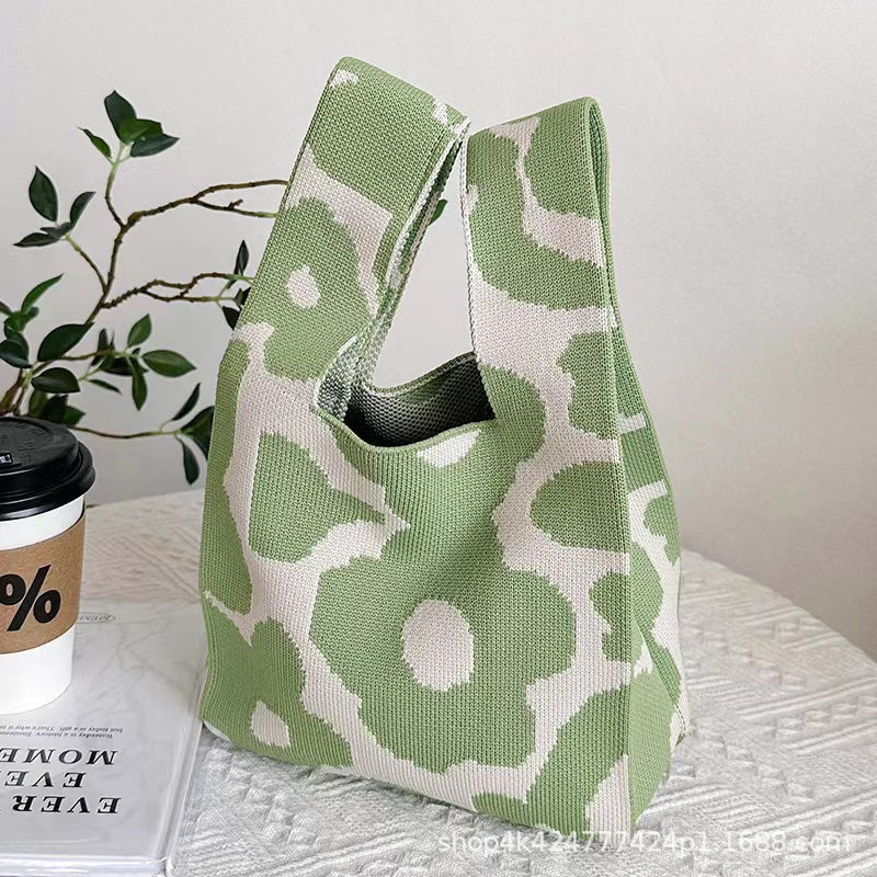 Women's Capacity Striped Knitted Portable Out Bags