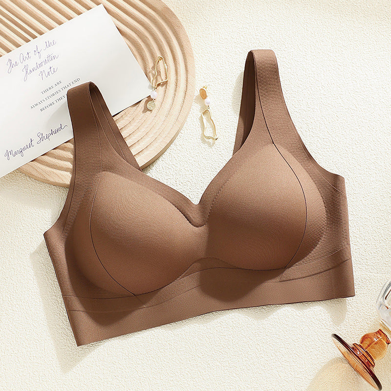 Skin Seamless Wide Shoulder Strap Underwear Antibacterial Lifting Push Everyday Bras