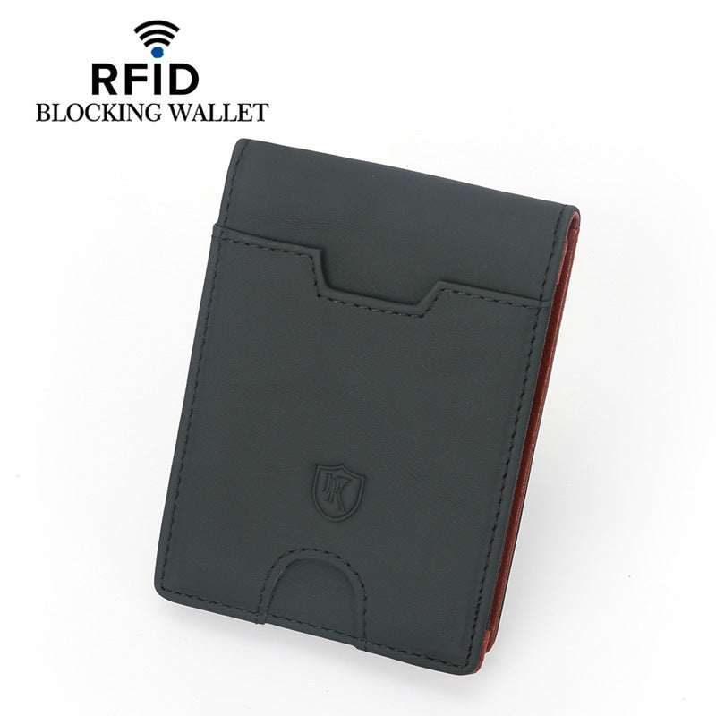 Men's Russian First Layer Leather Dollar Clip Men's Wallet