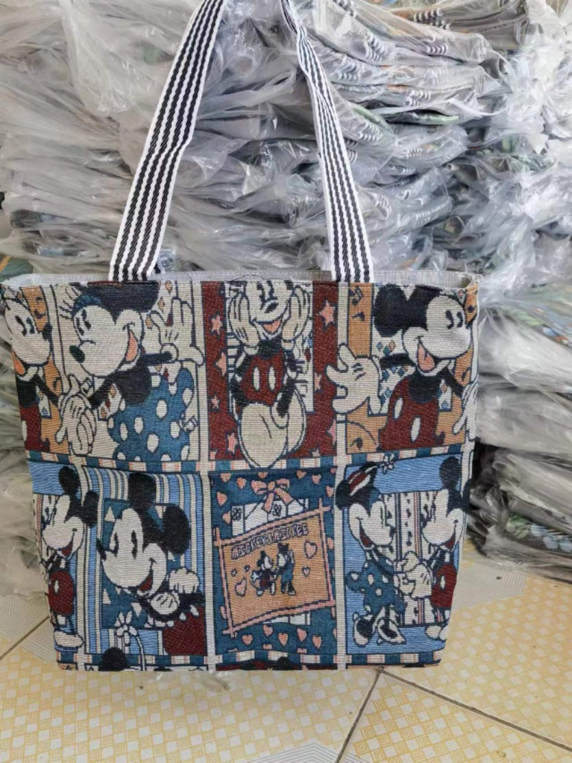 Women's Ethnic Style Canvas Large Jacquard Embroidered Elephant Versatile Shoulder Bags