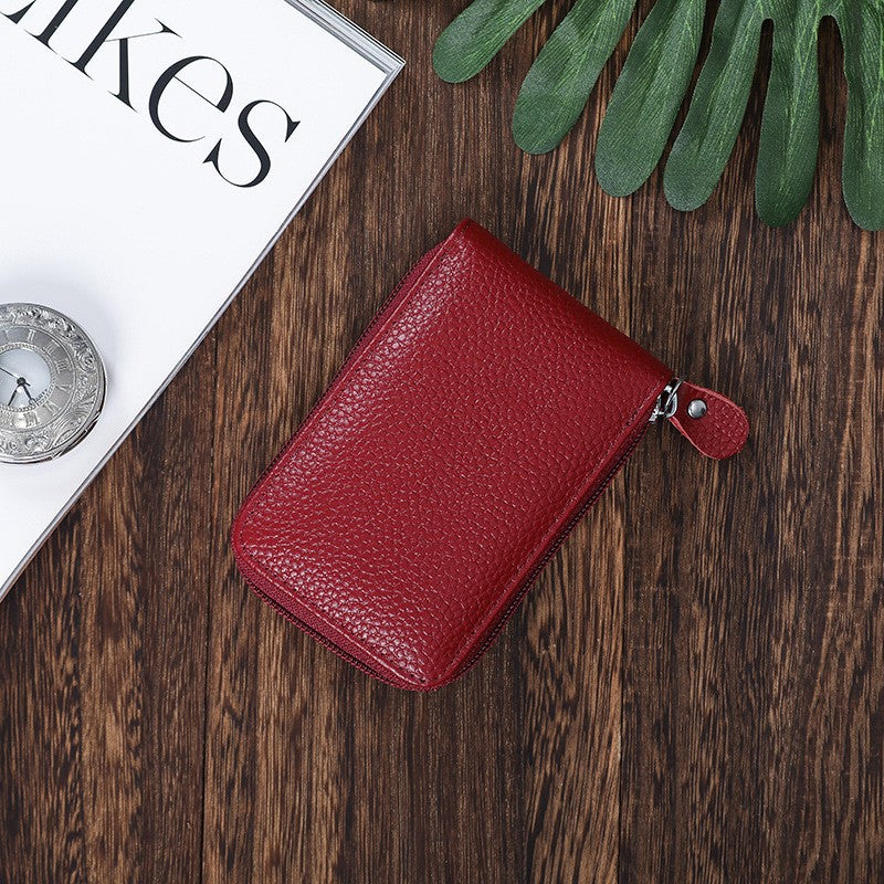 Women's & Men's Cowhide Expanding Multiple Slots Large Capacity Clamp Card Holder