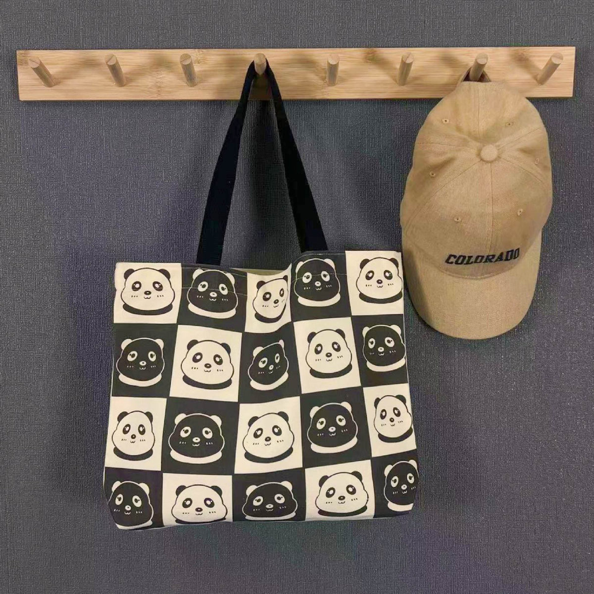 Women's Portable Large Capacity Black White Panda Head Bags