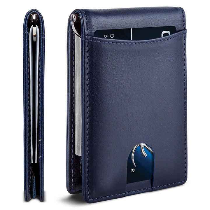 Men's Solid Color Certificate Beauty Gold Clip Business Genuine Men's Wallet