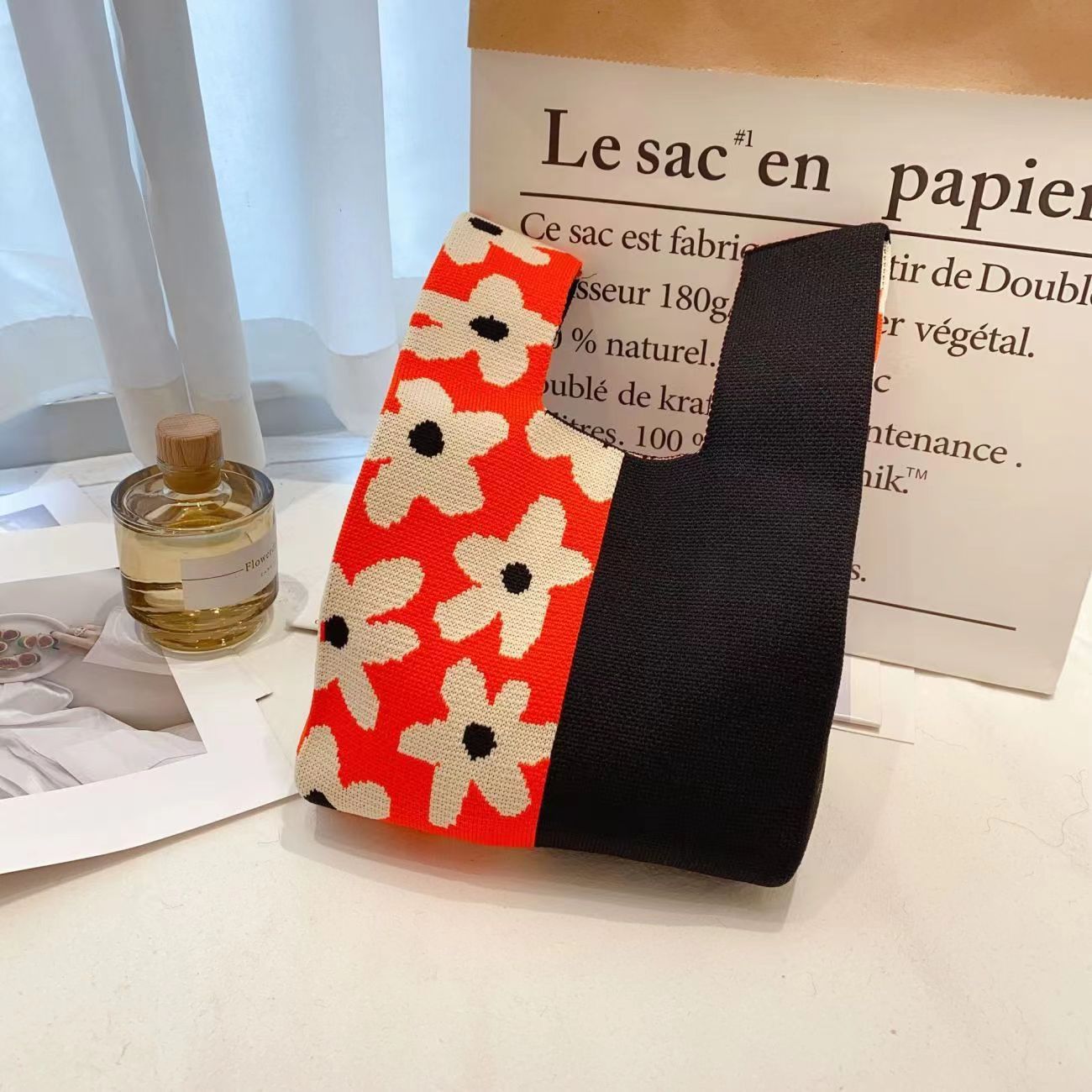 Women's Capacity Striped Knitted Portable Out Bags