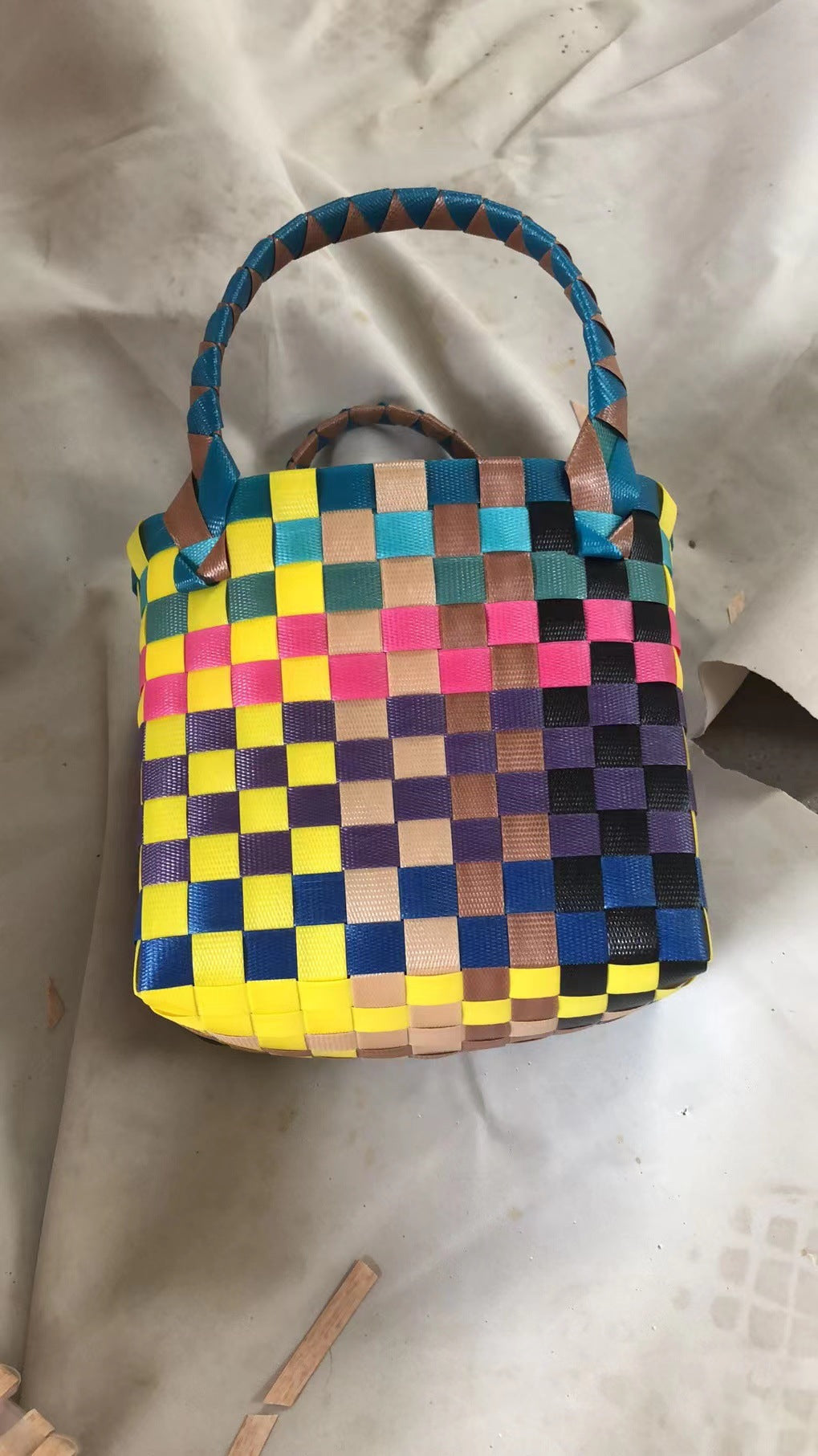 Women's & Children's Hand-woven Colorful Plastic Commuter Woven High-grade Bags