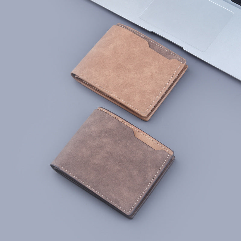 Men's Two Fold Half Frosted Soft Leather Men's Wallets