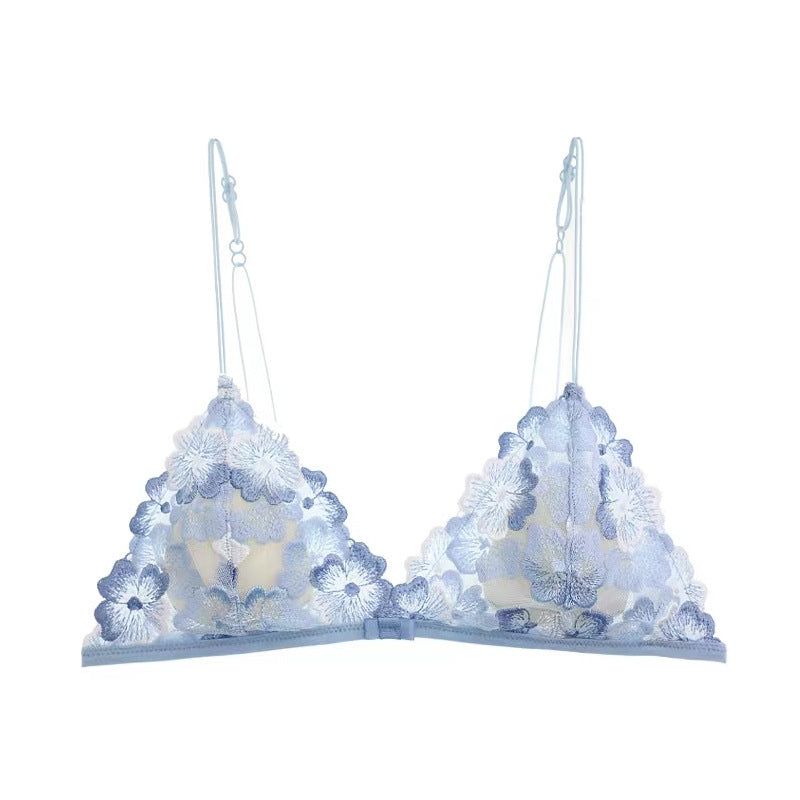 Underwear Beautiful Embroidered Lace Without Steel Ring Hollow Lingerie Sets