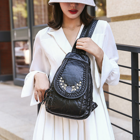 Women's Multifunctional Washed Soft Leather Korean Bags