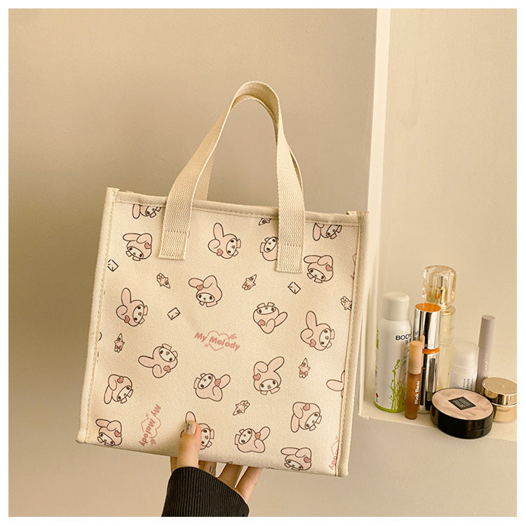 Printed Canvas Portable Cute Lunch Box Handbags
