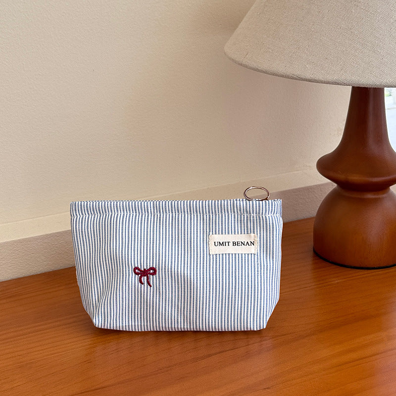 Bowknot Storage Essential Liner Female Large Capacity Portable Cosmetics Makeup Bag