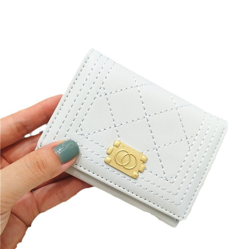 Simple Fashion Solid Color Rhombus Stitching Three Ladies Wallets
