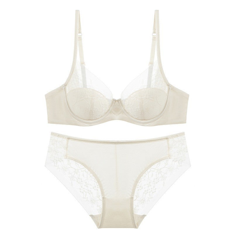 Women's French Style Thin Embroidery Lace Big Chest Show Lingerie Sets