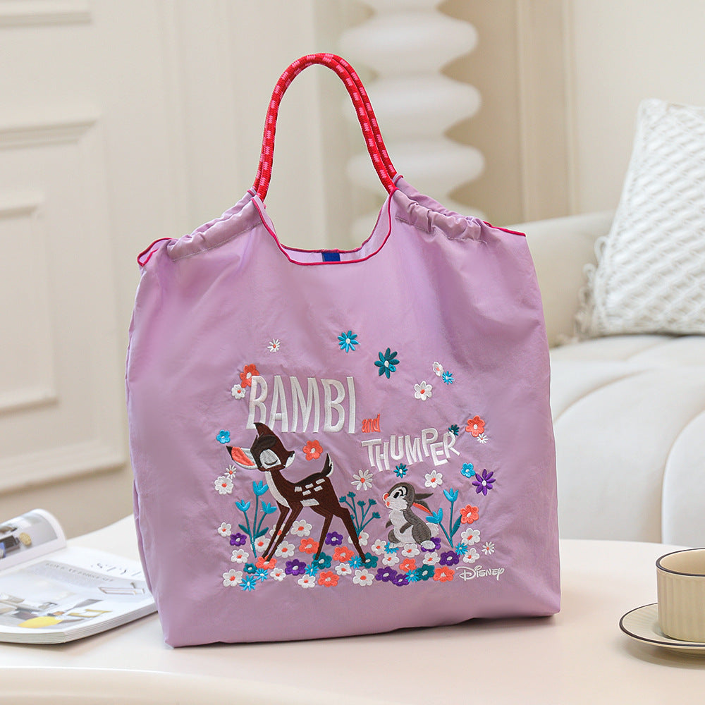 Women's Summer Needle Embroidery Nylon Large Capacity Shoulder Bags