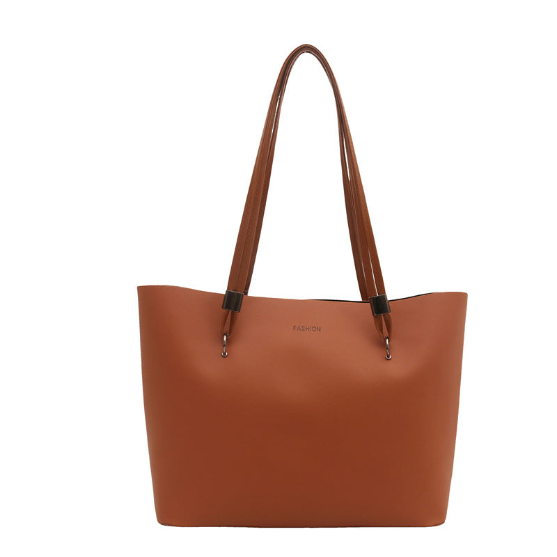 Women's Capacity Fashion Retro Oil Wax Leather Solid Color Tote Bags
