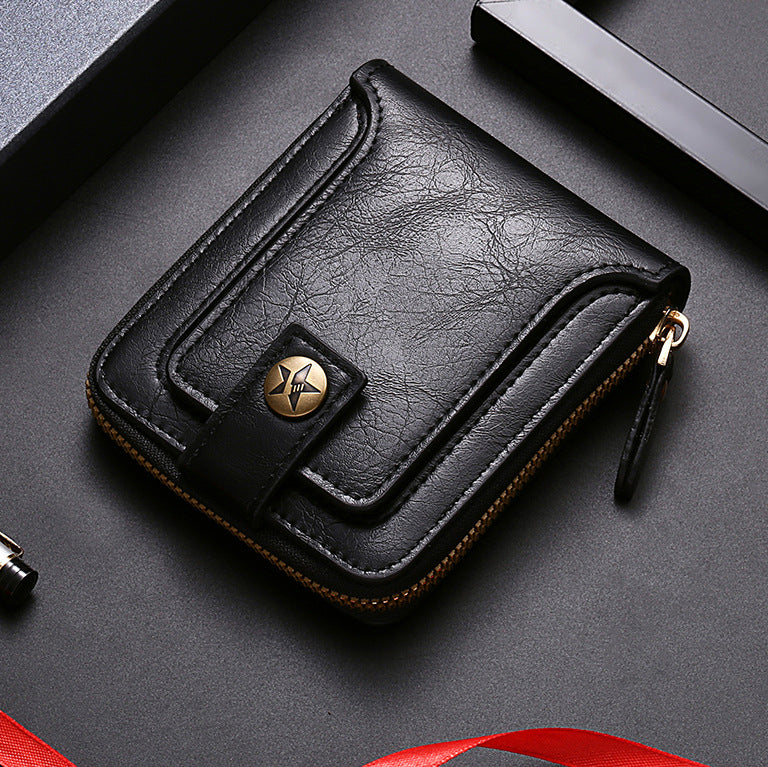 Men's Short Fashion Retro Multifunctional Zipper Men's Wallets