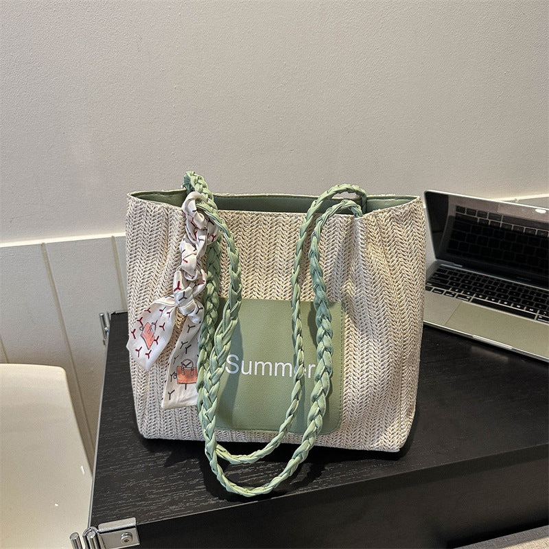 Women's Large Capacity Fashion Woven Spring Straw Crossbody Bags
