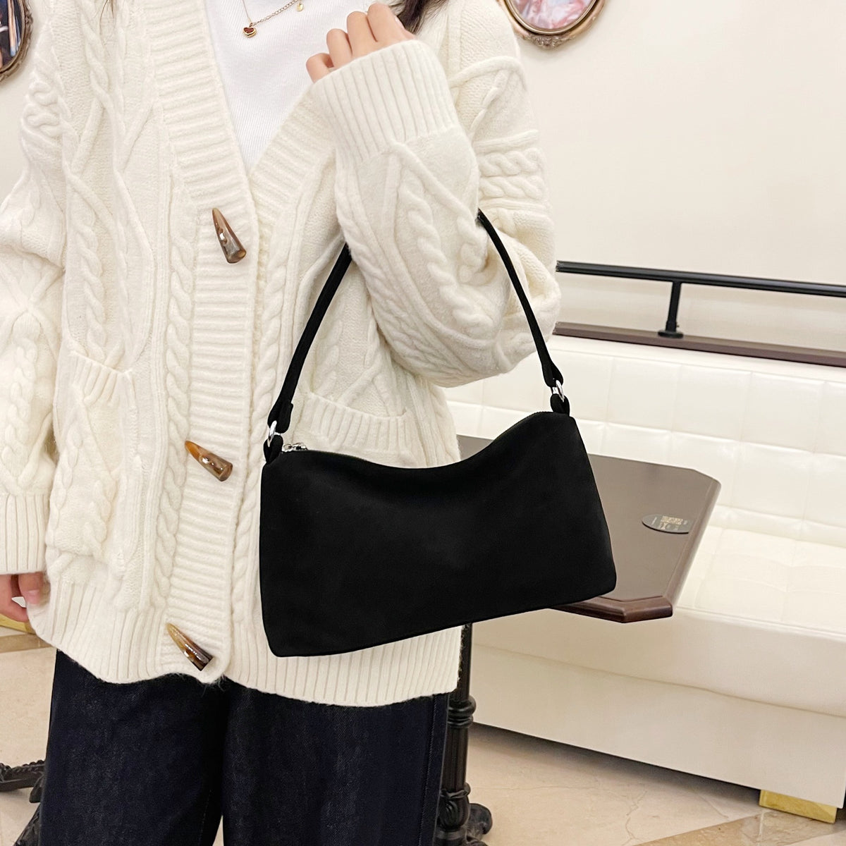 Women's Trendy Large Capacity Frosted Simple Daily Women's Shoulder Bag