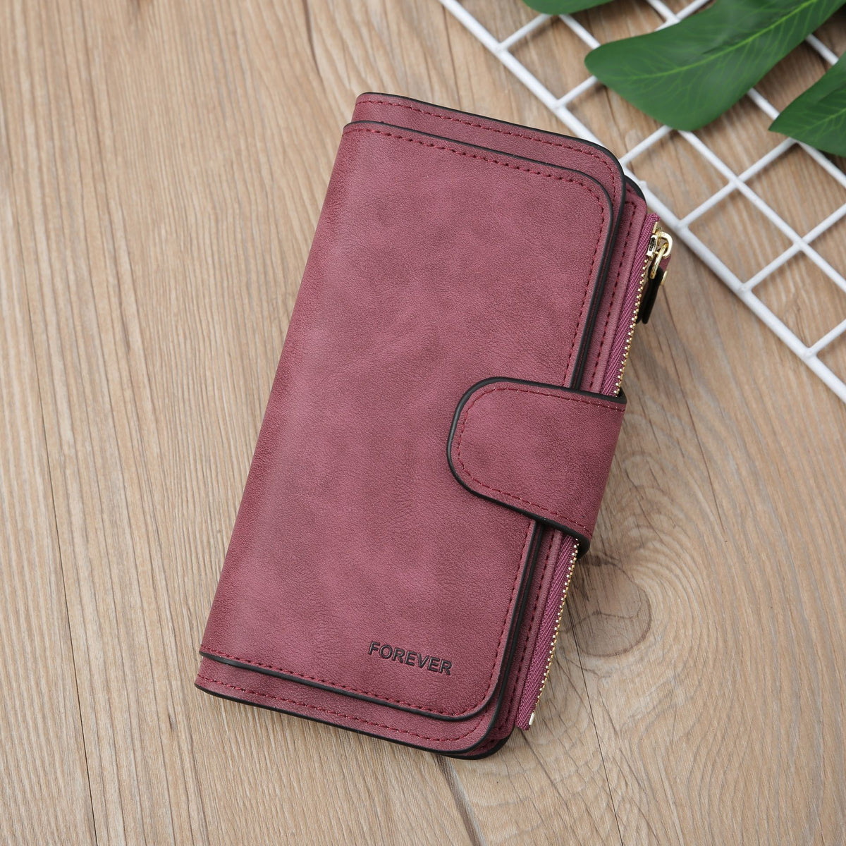 Women's Frosted Leather Clutch Stitching Design Ladies Wallet