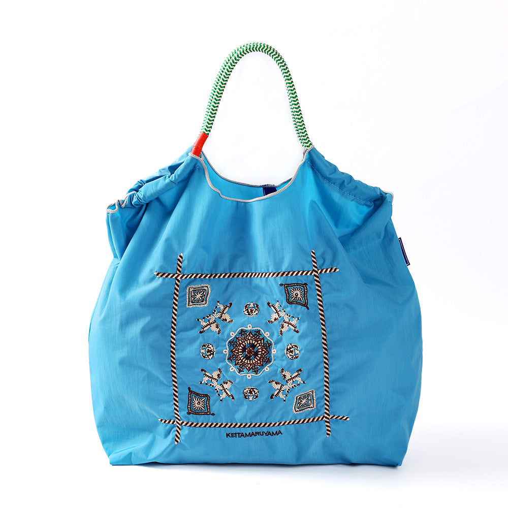 Women's Summer Needle Embroidery Nylon Large Capacity Shoulder Bags