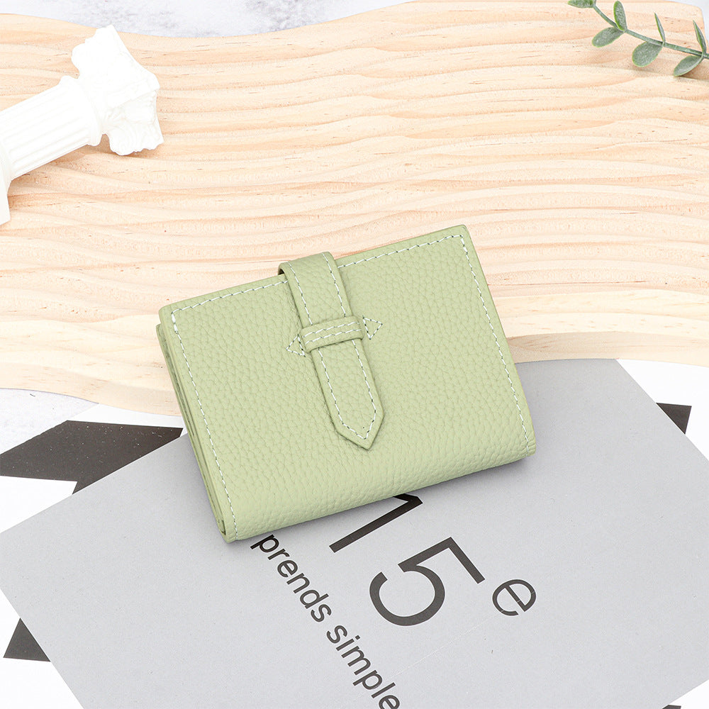 Versatile Women's Leather Mini Fold Short Ladies Wallet